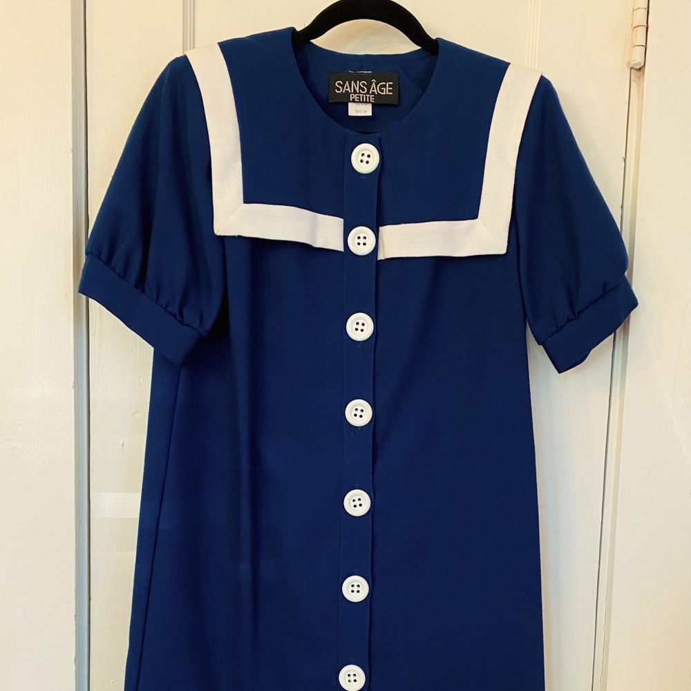 Vintage midi sailor dress size petite 14, Sans Age brand